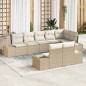 vidaXL Set di divani da giardino 8 pezzi con cuscini Beige Polirattan