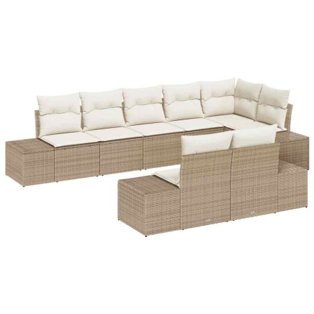 vidaXL Set di divani da giardino 8 pezzi con cuscini Beige Polirattan