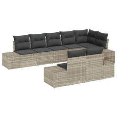 vidaXL Set di Divani da Giardino da 8 Pezzi con Cuscini Grigio Chiaro Polyrattan