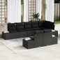 vidaXL Set Divano da Giardino 8 Pezzi con Cuscini Nero in Polyrattan