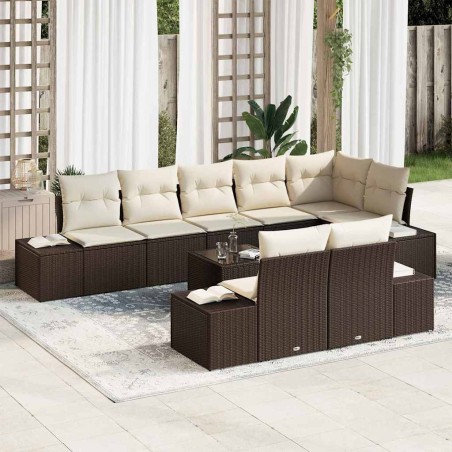 vidaXL Set di Divani da Giardino da 8 pezzi con Cuscini Grigi in Polyrattan