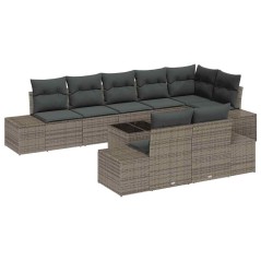 vidaXL Set Divano da Giardino 8 Pezzi con Cuscini Grigi in Rattan Sintetico