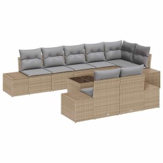 vidaXL Set Divano da Giardino 9 Pezzi con Cuscini Beige e Grigio in Polyrattan