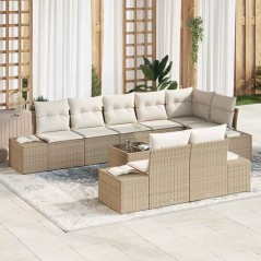 vidaXL Set da giardino 9 pezzi con cuscini in polyrattan marrone
