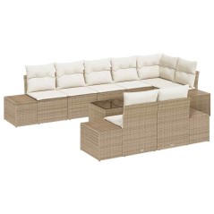 vidaXL Set da giardino 9 pezzi con cuscini in polyrattan marrone