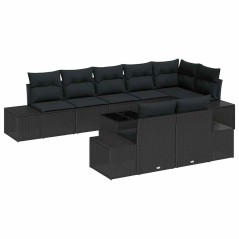 vidaXL Set di divano da giardino 9 pezzi con cuscini Beige in Polyrattan