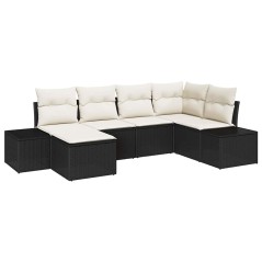 vidaXL Set Divano da Giardino 6 Pezzi con Cuscini Nero Polyrattan