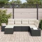 vidaXL Set Divano da Giardino 6 Pezzi con Cuscini Nero Polyrattan
