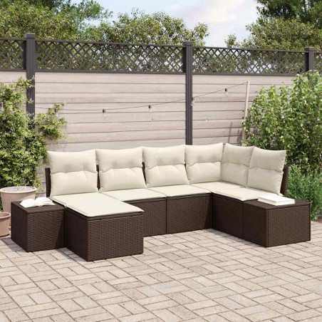 vidaXL Set Divani Giardino 6 Pezzi con Cuscini Marrone Polyrattan