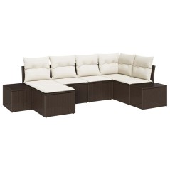 vidaXL Set Divani Giardino 6 Pezzi con Cuscini Marrone Polyrattan