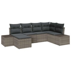 vidaXL Set Divano da Giardino 6 Pezzi con Cuscini Grigio Polyrattan