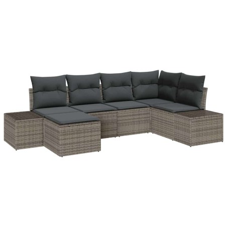 vidaXL Set Divano da Giardino 6 Pezzi con Cuscini Grigio Polyrattan