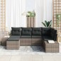 vidaXL Set Divano da Giardino 6 Pezzi con Cuscini Grigio Polyrattan
