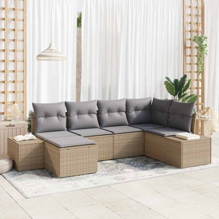 vidaXL Set da giardino 6 pezzi di con cuscini beige in rattan