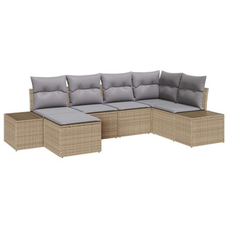 vidaXL Set da giardino 6 pezzi di con cuscini beige in rattan
