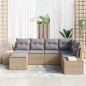 vidaXL Set da giardino 6 pezzi di con cuscini beige in rattan