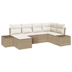 vidaXL Set divano da giardino 6 pezzi con cuscini - Rattan poliestere beige