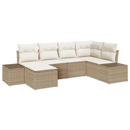 vidaXL Set divano da giardino 6 pezzi con cuscini - Rattan poliestere beige