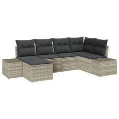vidaXL Set divano giardino con cuscini grigi in polyrattan