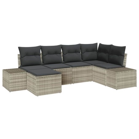 vidaXL Set divano giardino con cuscini grigi in polyrattan
