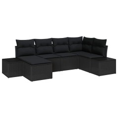 vidaXL Set di divani da giardino 6 pezzi con cuscini in polyrattan nero