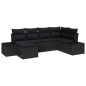 vidaXL Set di divani da giardino 6 pezzi con cuscini in polyrattan nero