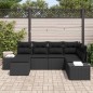 vidaXL Set di divani da giardino 6 pezzi con cuscini in polyrattan nero