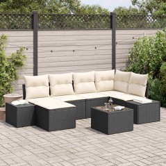 vidaXL Set da giardino 6 pezzi con cuscini in polyrattan marrone
