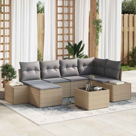 vidaXL Set Divano da Giardino in 7 Pezzi con Cuscini Rattan Nero