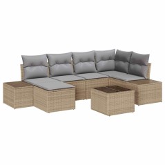 vidaXL Set Divano da Giardino in 7 Pezzi con Cuscini Rattan Nero