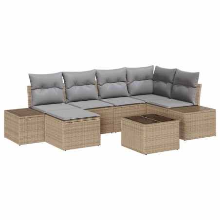 vidaXL Set Divano da Giardino in 7 Pezzi con Cuscini Rattan Nero
