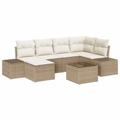 vidaXL Set di Divani da Giardino da 7 Pezzi con Cuscini in Polyrattan Marrone