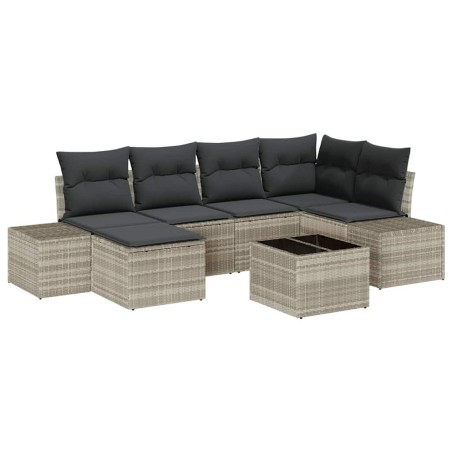 vidaXL Set di divani da giardino da 7 pezzi con cuscini grigio polyrattan