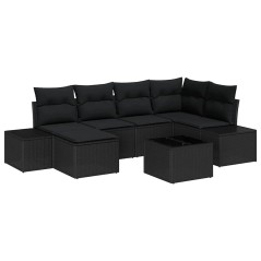 vidaXL Set di Divano da Giardino 7 Pezzi con Cuscini Beige Polyrattan