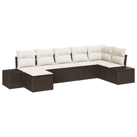 vidaXL Set di divani da giardino 7 pezzi con cuscini Rattan marrone