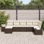 vidaXL Set di divani da giardino 7 pezzi con cuscini Rattan marrone