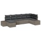vidaXL Set Divano da Giardino 7 Pezzi con Cuscini Grigio Polyrattan