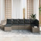 vidaXL Set Divano da Giardino 7 Pezzi con Cuscini Grigio Polyrattan