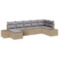 vidaXL Set di divani da giardino da 7 pezzi con cuscini in polirattan beige