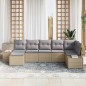 vidaXL Set di divani da giardino da 7 pezzi con cuscini in polirattan beige