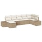 vidaXL Set Divano da Giardino 7 Pezzi con Cuscini Beige Polyrattan
