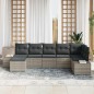 vidaXL Set Divano da Giardino 7 Pezzi con Cuscini Grigio Chiaro Rattan Sintetico