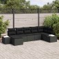 vidaXL Set di divani da giardino a 7 pezzi con cuscini in polirattan nero