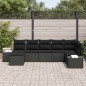 vidaXL Set di divani da giardino a 7 pezzi con cuscini in polirattan nero