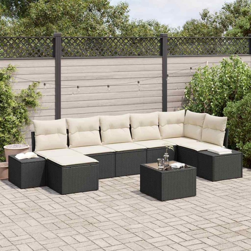 vidaXL Set Divano da Giardino da 7 Pezzi con Cuscini Rattan Poliestere Marrone