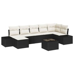 vidaXL Set Divano da Giardino da 7 Pezzi con Cuscini Rattan Poliestere Marrone
