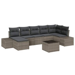 vidaXL Set Divano da Giardino da 7 Pezzi con Cuscini Grigi in Rattan Sintetico