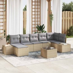 vidaXL Set Divano da Giardino 8 Pezzi con Cuscini in Polyrattan Nero