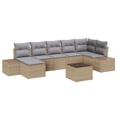 vidaXL Set Divano da Giardino 8 Pezzi con Cuscini in Polyrattan Nero