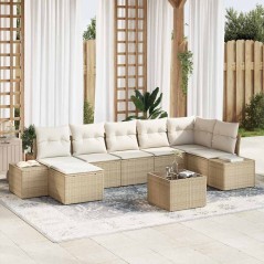 vidaXL Set di divani da giardino 8 pezzi con cuscini in polirattan marrone